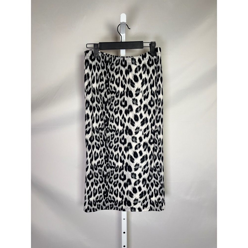 Velvet Torch Womens‎ Black White Leopard Print Midi Pencil Skirt Size Large